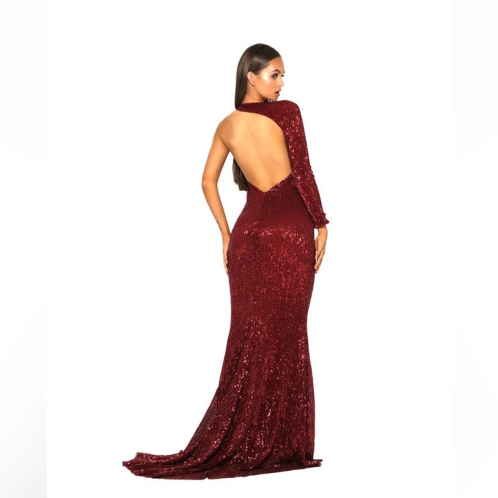 Lady Black Tie Deep Red Gown - Portia & Scarlett